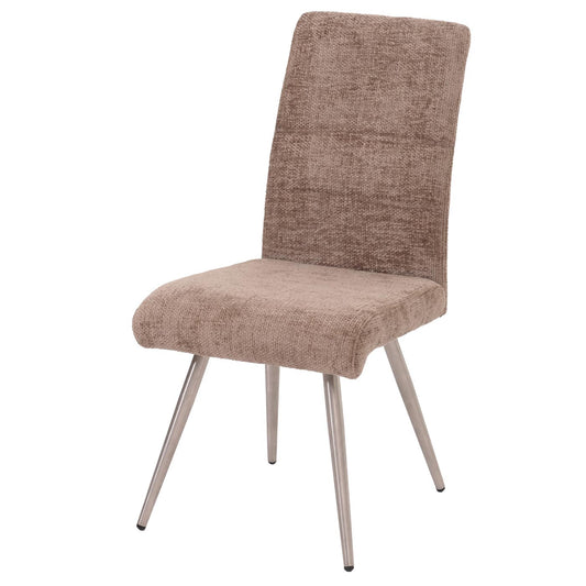 Cosmo Casa - Set van 2 Eetkamerstoelen - Geborsteld Roestvrij Staal - Textiel Chenille - Bruin