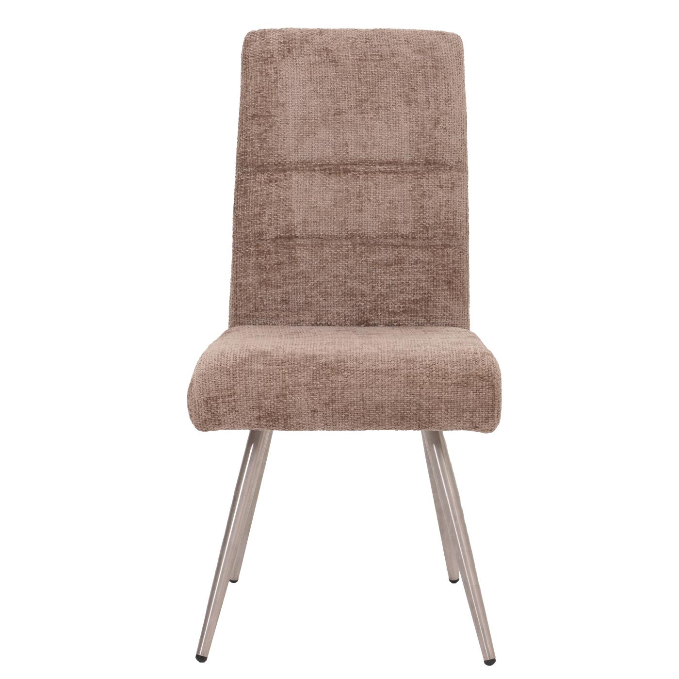 Cosmo Casa - Set van 2 Eetkamerstoelen - Geborsteld Roestvrij Staal - Textiel Chenille - Bruin