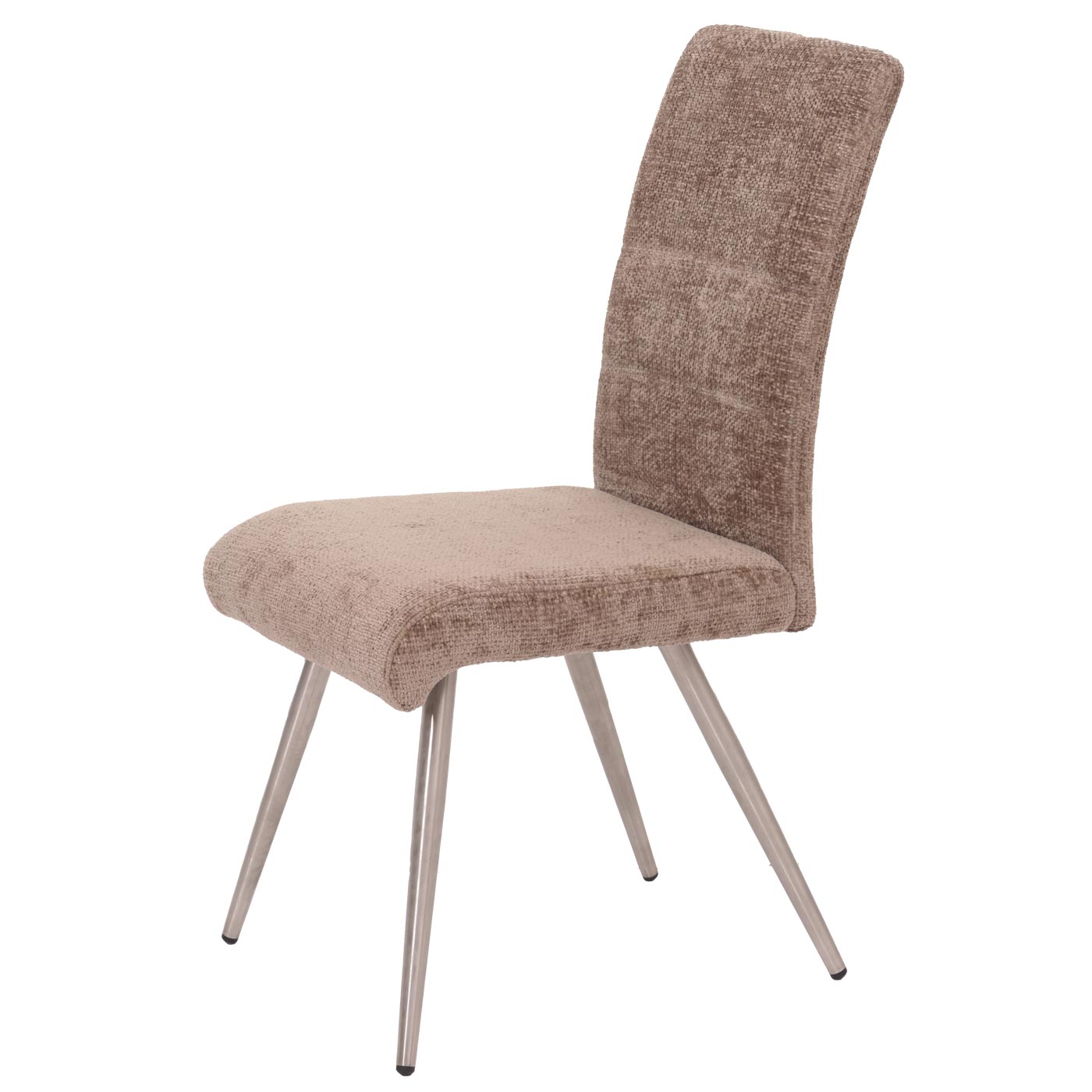 Cosmo Casa - Set van 2 Eetkamerstoelen - Geborsteld Roestvrij Staal - Textiel Chenille - Bruin