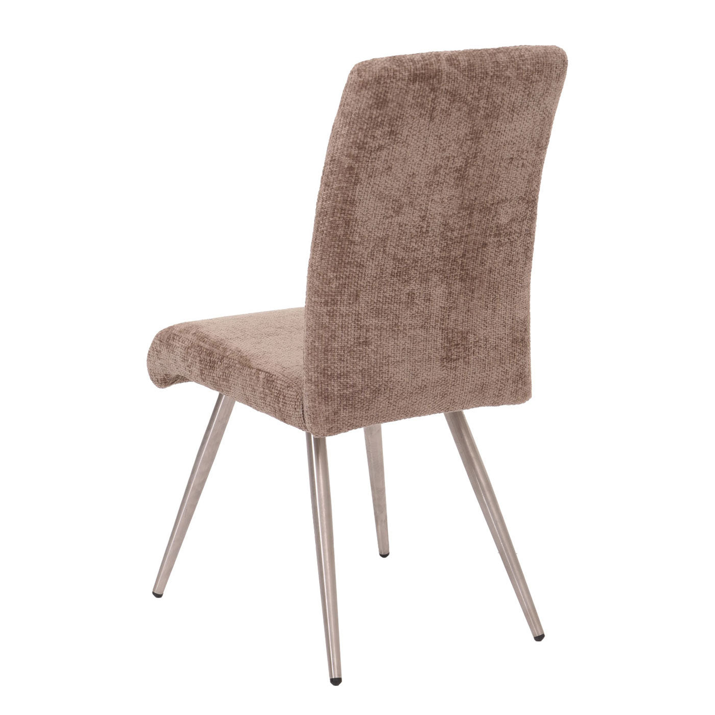 Cosmo Casa - Set van 2 Eetkamerstoelen - Geborsteld Roestvrij Staal - Textiel Chenille - Bruin