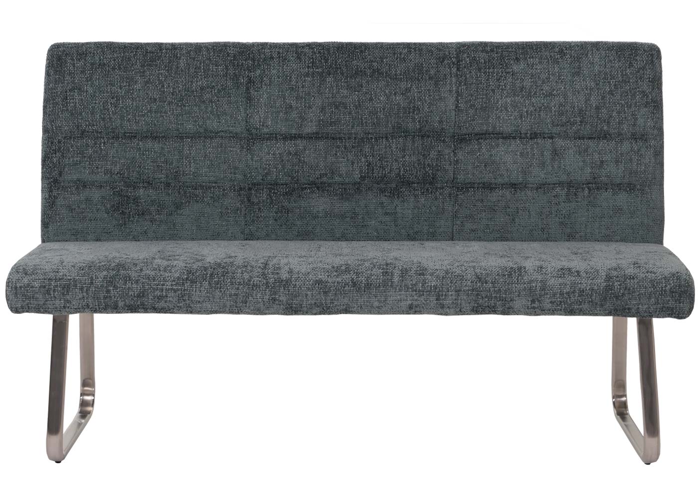 Cosmo Casa - Eetkamerbank 160cm - Geborsteld Roestvrij Staal - Textiel Chenille - Blauwgroen