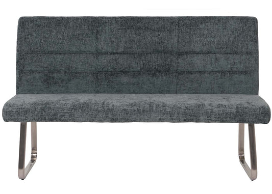 Cosmo Casa - Eetkamerbank 160cm - Geborsteld Roestvrij Staal - Textiel Chenille - Blauwgroen