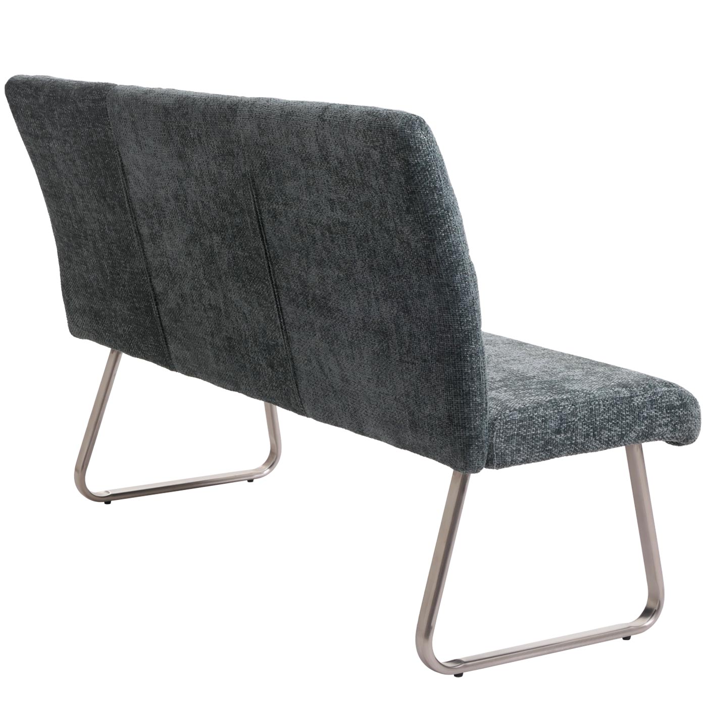 Cosmo Casa - Eetkamerbank 160cm - Geborsteld Roestvrij Staal - Textiel Chenille - Blauwgroen