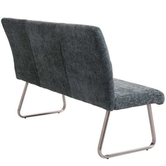 Cosmo Casa - Eetkamerbank 160cm - Geborsteld Roestvrij Staal - Textiel Chenille - Blauwgroen