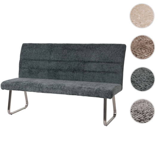 Cosmo Casa - Eetkamerbank 160cm - Geborsteld Roestvrij Staal - Textiel Chenille - Blauwgroen