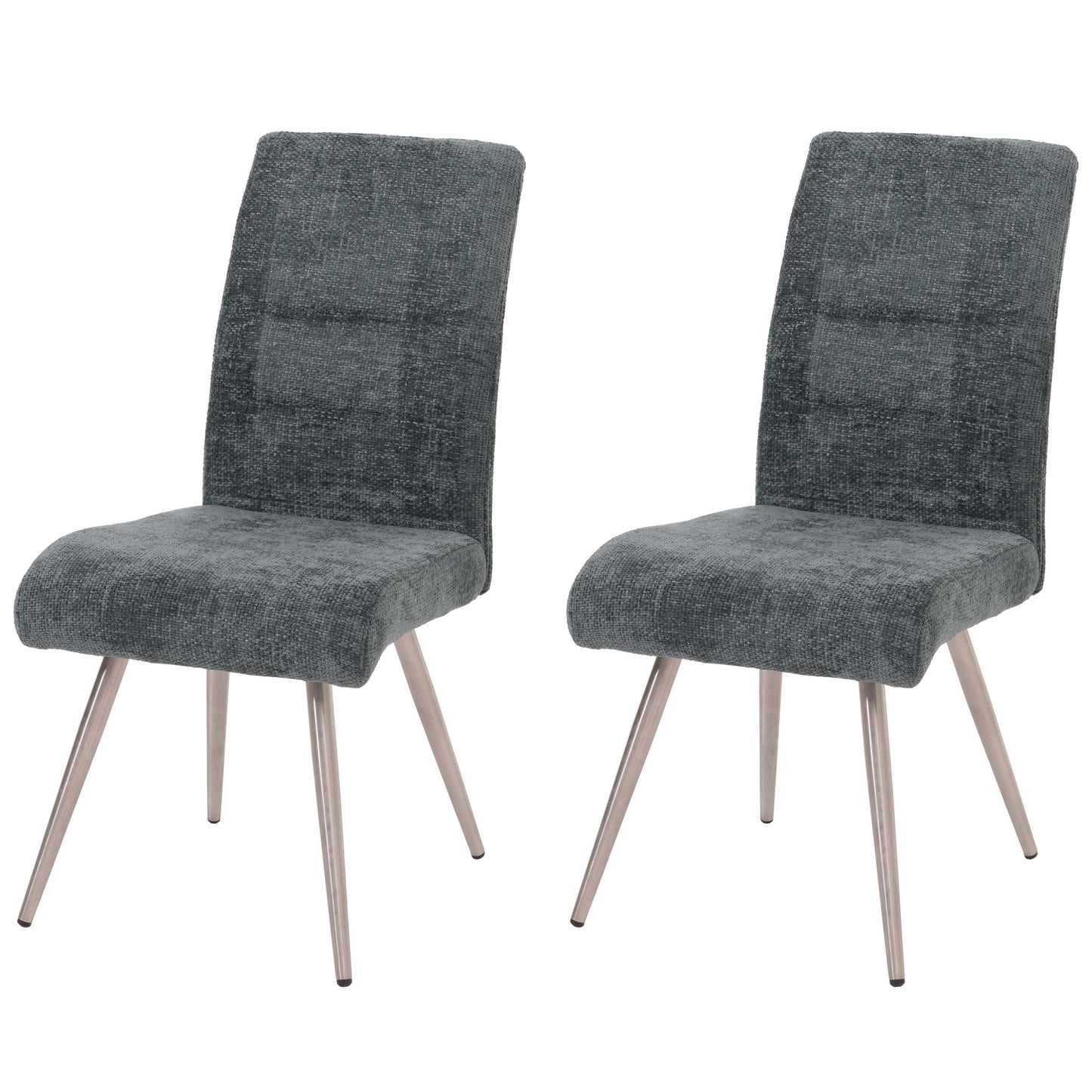 Cosmo Casa - Set van 2 Eetkamerstoelen - Geborsteld Roestvrij Staal - Textiel Chenille - Blauwgroen