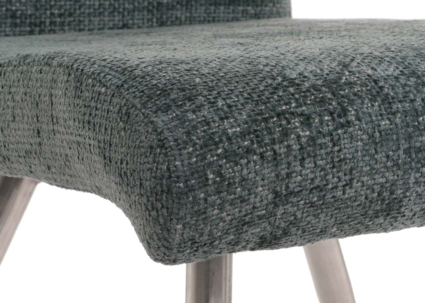 Cosmo Casa - Set van 2 Eetkamerstoelen - Geborsteld Roestvrij Staal - Textiel Chenille - Blauwgroen