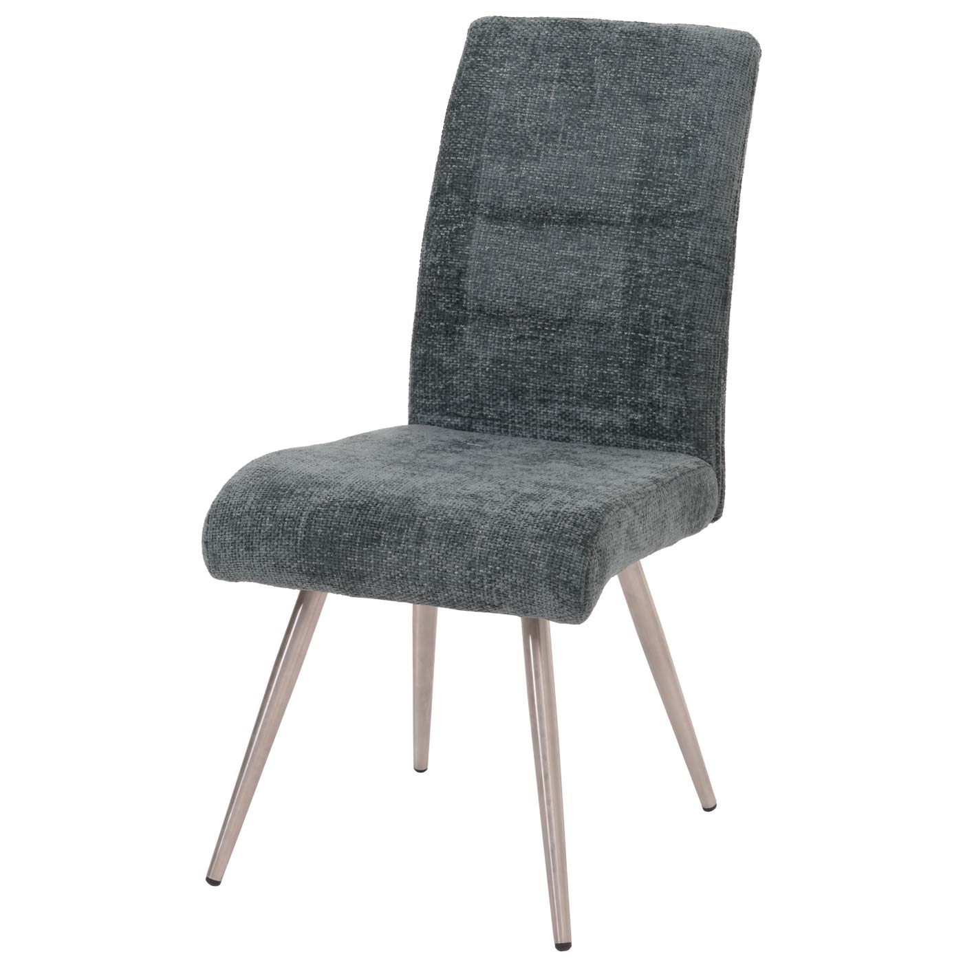Cosmo Casa - Set van 2 Eetkamerstoelen - Geborsteld Roestvrij Staal - Textiel Chenille - Blauwgroen