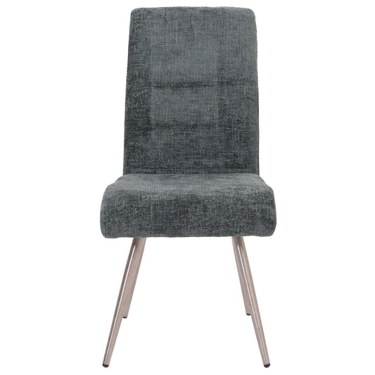 Cosmo Casa - Set van 2 Eetkamerstoelen - Geborsteld Roestvrij Staal - Textiel Chenille - Blauwgroen