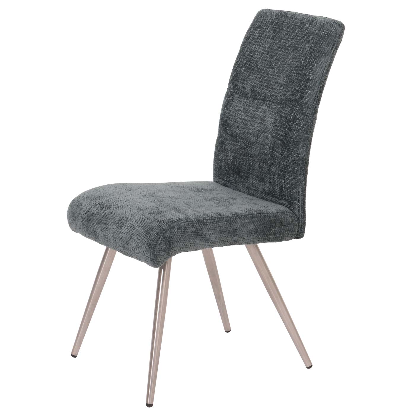 Cosmo Casa - Set van 2 Eetkamerstoelen - Geborsteld Roestvrij Staal - Textiel Chenille - Blauwgroen