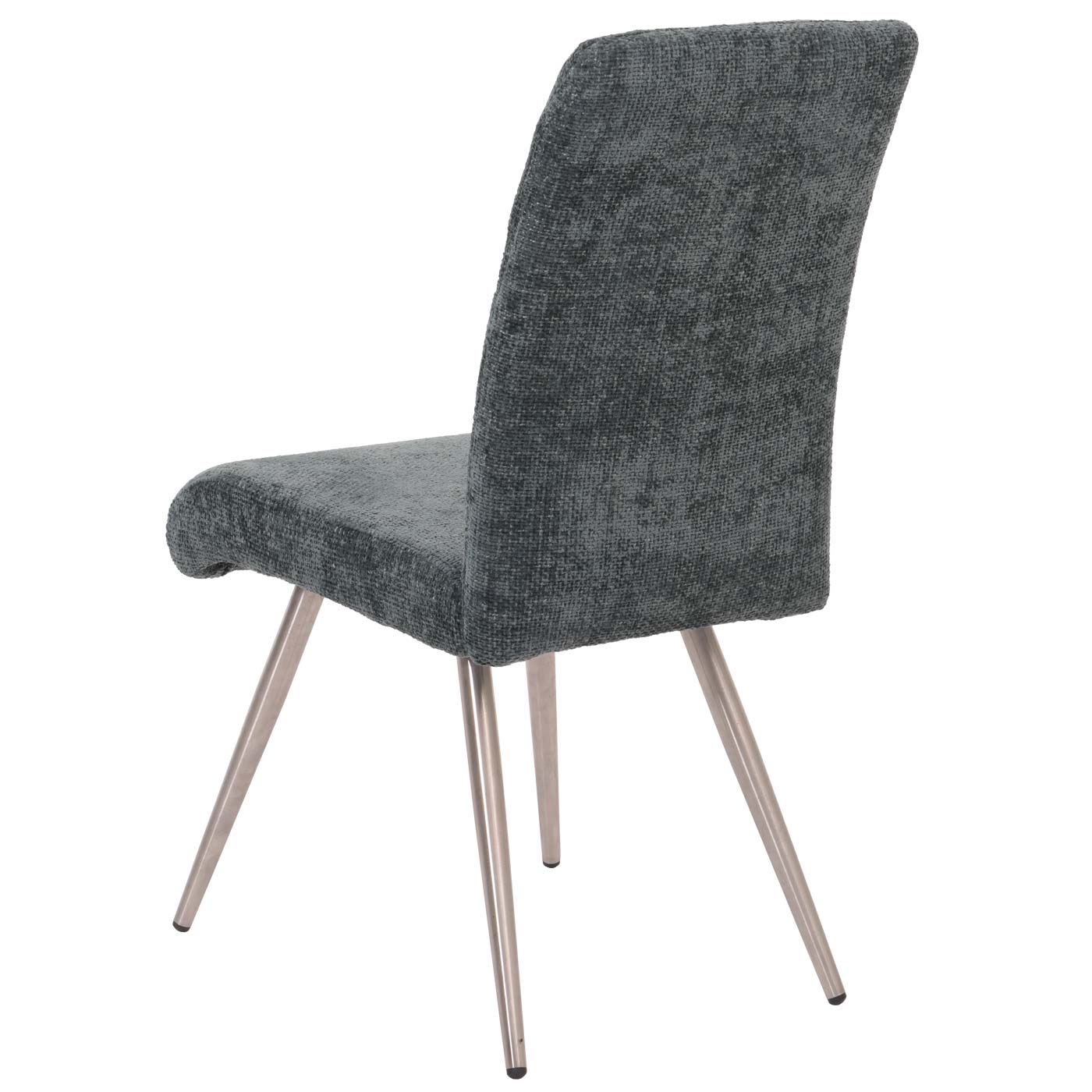 Cosmo Casa - Set van 2 Eetkamerstoelen - Geborsteld Roestvrij Staal - Textiel Chenille - Blauwgroen