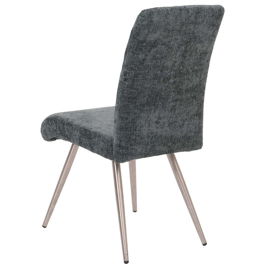 Cosmo Casa - Set van 2 Eetkamerstoelen - Geborsteld Roestvrij Staal - Textiel Chenille - Blauwgroen