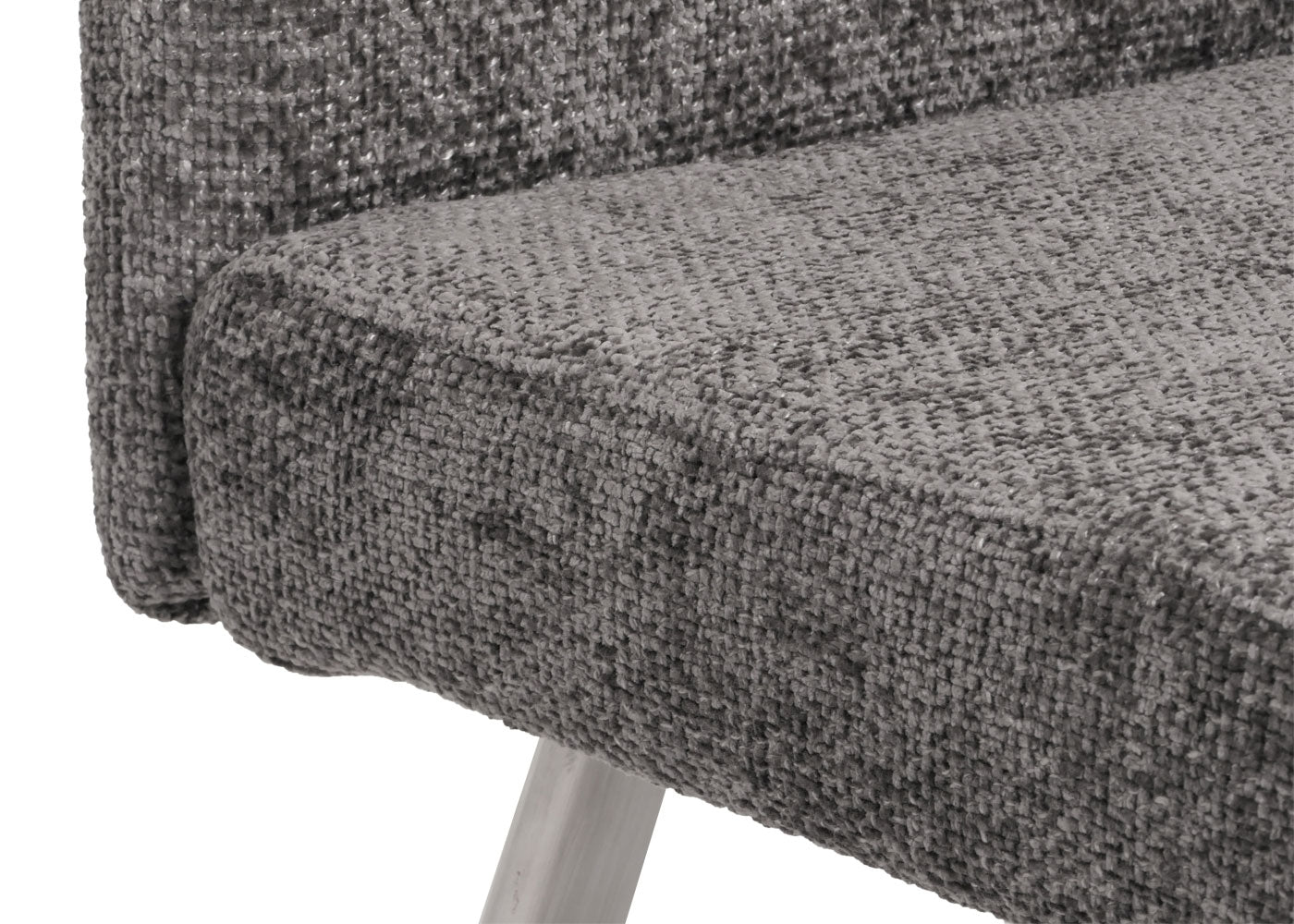 Cosmo Casa - Eetkamerbank 160cm - Geborsteld Roestvrij Staal - Textiel Chenille - Donkergrijs