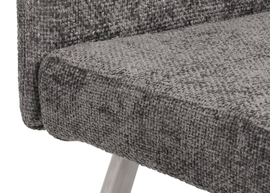 Cosmo Casa - Eetkamerbank 160cm - Geborsteld Roestvrij Staal - Textiel Chenille - Donkergrijs
