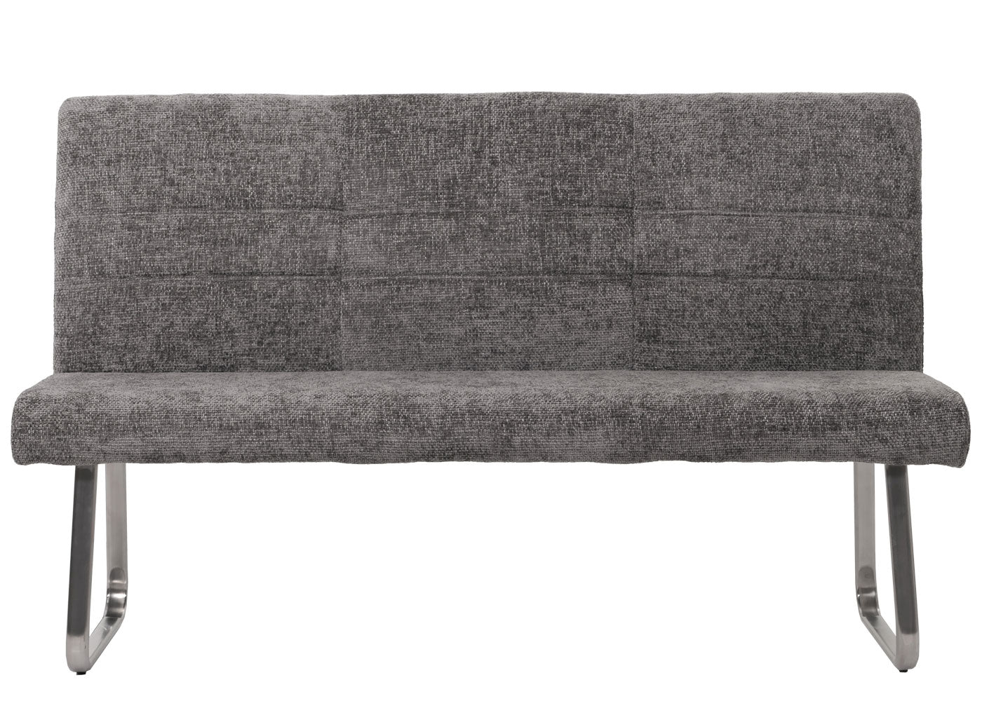 Cosmo Casa - Eetkamerbank 160cm - Geborsteld Roestvrij Staal - Textiel Chenille - Donkergrijs