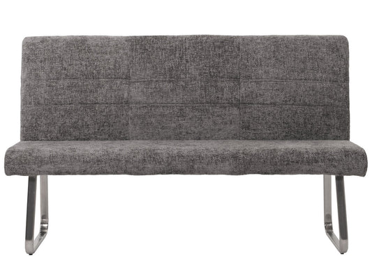Cosmo Casa - Eetkamerbank 160cm - Geborsteld Roestvrij Staal - Textiel Chenille - Donkergrijs