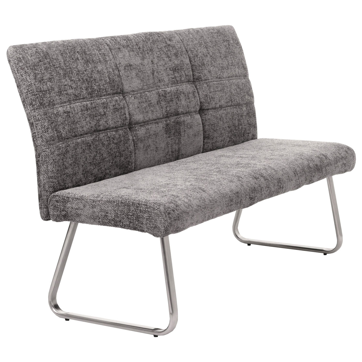 Cosmo Casa - Eetkamerbank 160cm - Geborsteld Roestvrij Staal - Textiel Chenille - Donkergrijs