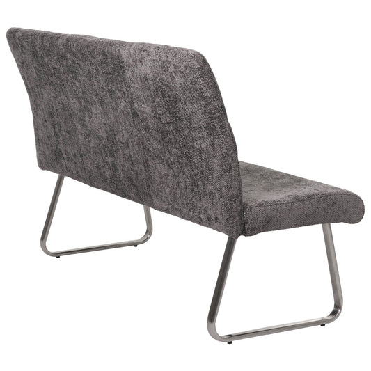 Cosmo Casa - Eetkamerbank 160cm - Geborsteld Roestvrij Staal - Textiel Chenille - Donkergrijs
