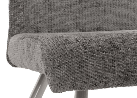 Cosmo Casa - Set van 2 Eetkamerstoelen - Geborsteld Roestvrij Staal - Textiel Chenille - Donkergrijs