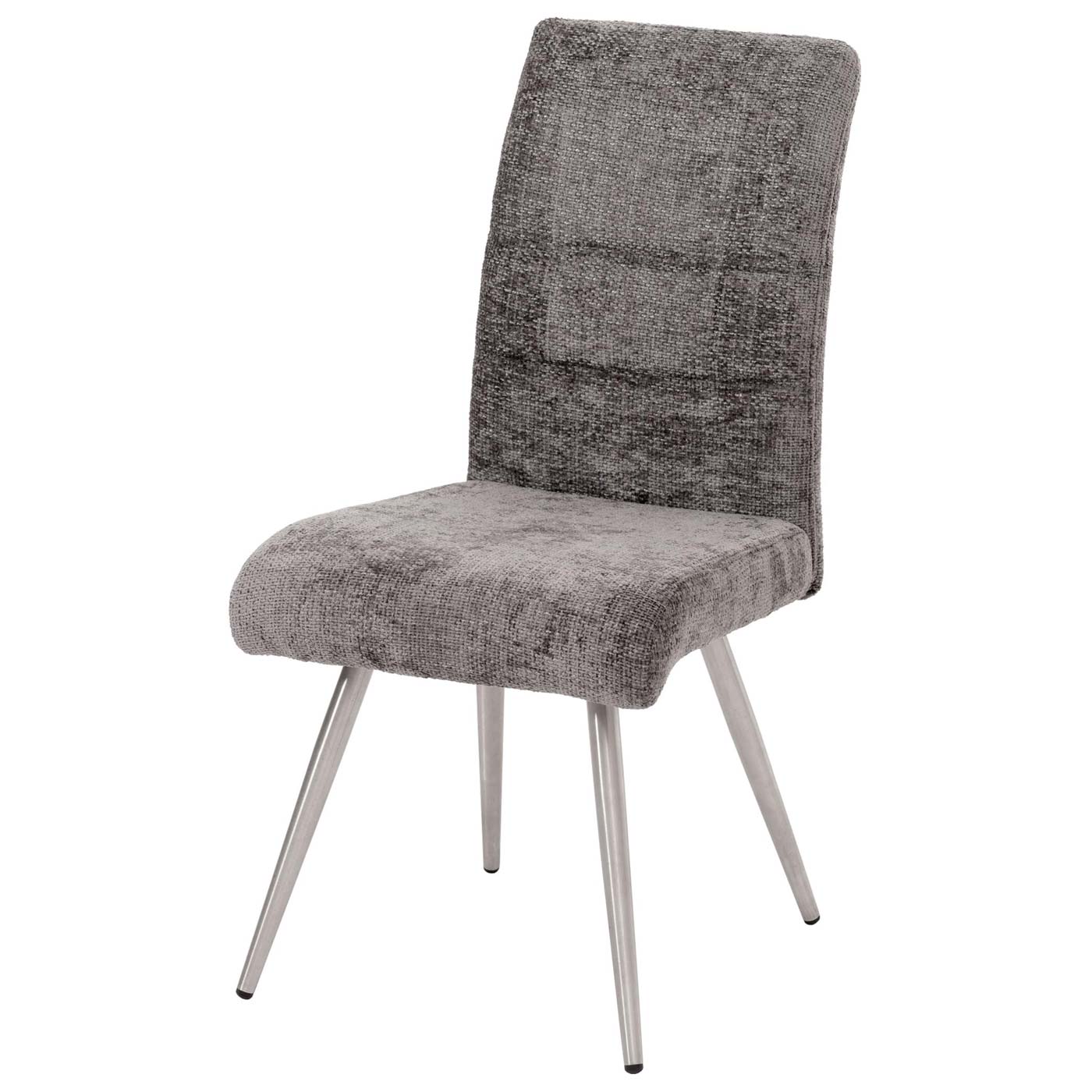 Cosmo Casa - Set van 2 Eetkamerstoelen - Geborsteld Roestvrij Staal - Textiel Chenille - Donkergrijs