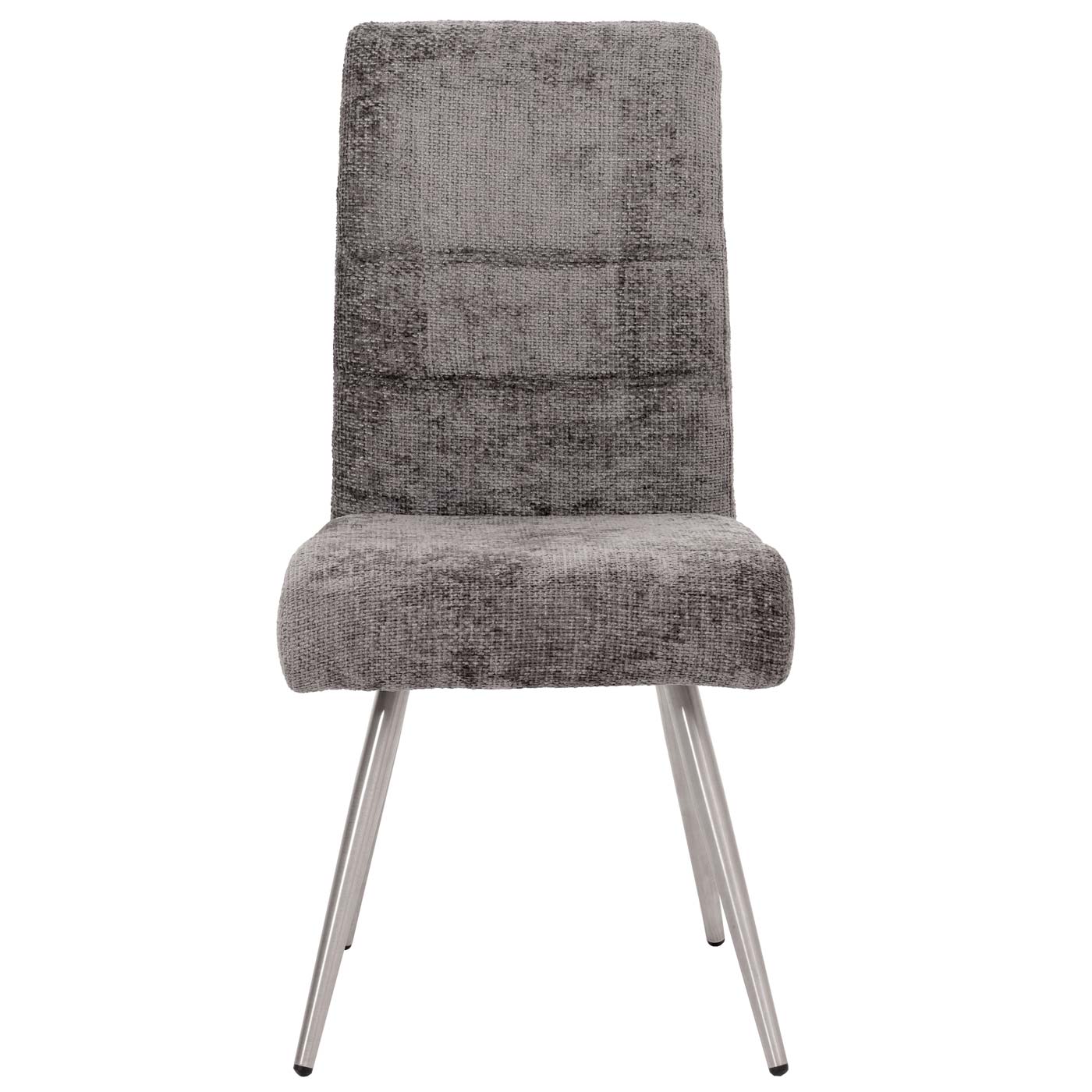 Cosmo Casa - Set van 2 Eetkamerstoelen - Geborsteld Roestvrij Staal - Textiel Chenille - Donkergrijs