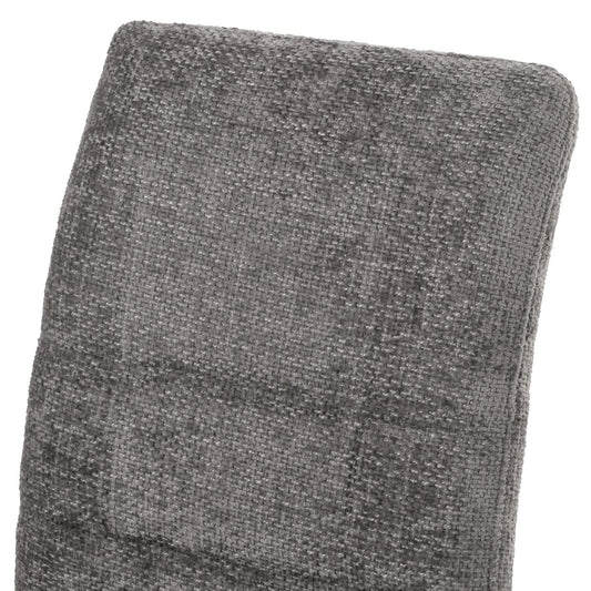 Cosmo Casa - Set van 2 Eetkamerstoelen - Geborsteld Roestvrij Staal - Textiel Chenille - Donkergrijs