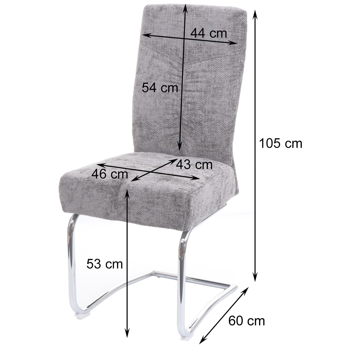 Cosmo Casa - Set van 2 Eetkamerstoelen - Sledestoel & Fauteuil - Metaal - Chenille Stof - Crème