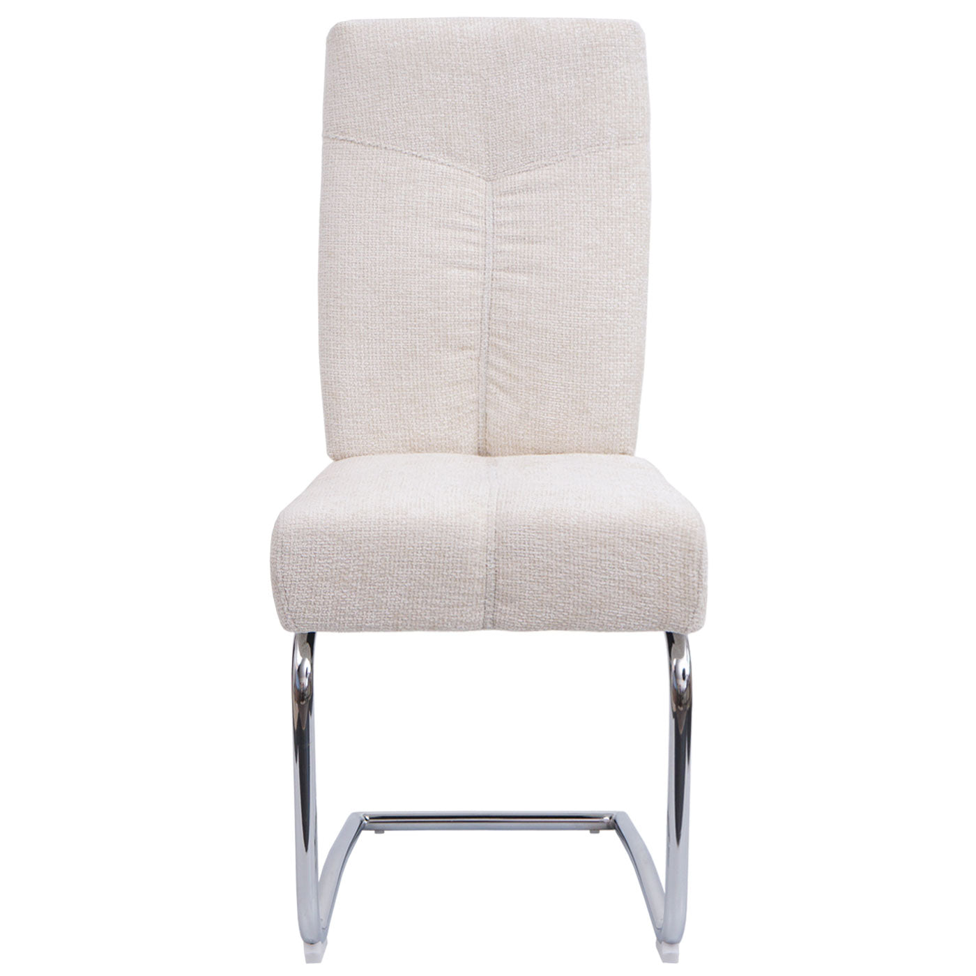 Cosmo Casa - Set van 2 Eetkamerstoelen - Sledestoel & Fauteuil - Metaal - Chenille Stof - Crème