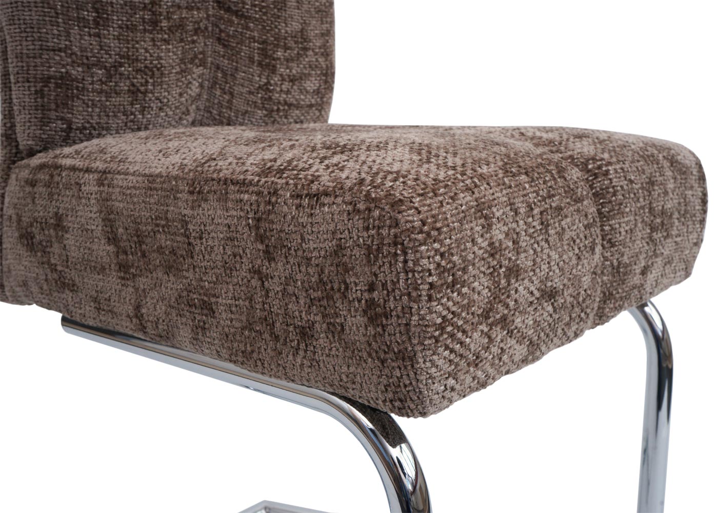 Cosmo Casa - Set van 2 Eetkamerstoelen - Sledestoel & Fauteuil - Metaal - Chenille Stof - Bruin