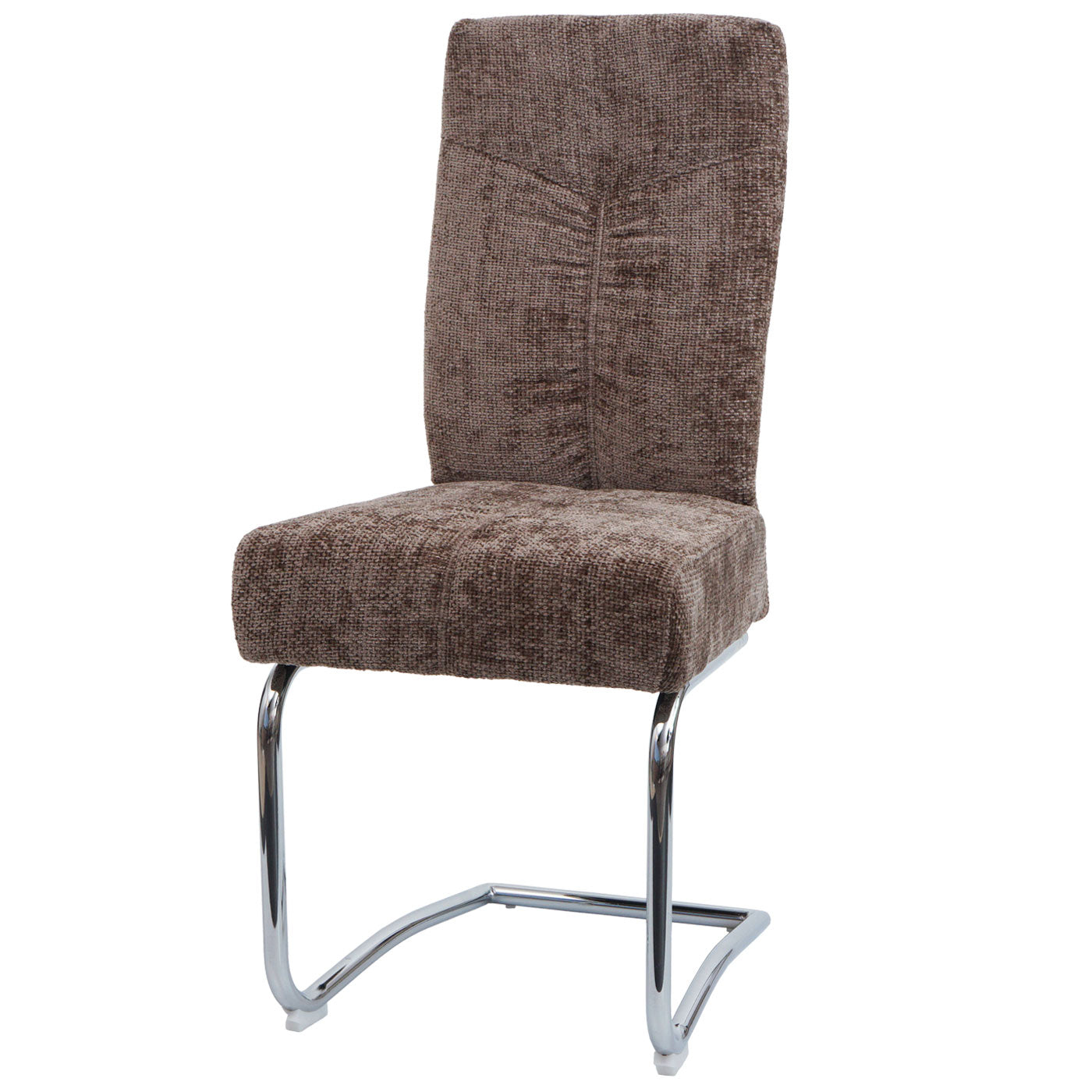 Cosmo Casa - Set van 2 Eetkamerstoelen - Sledestoel & Fauteuil - Metaal - Chenille Stof - Bruin