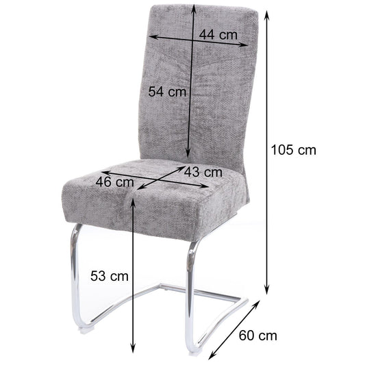 Cosmo Casa - Set van 2 Eetkamerstoelen - Sledestoel & Fauteuil - Metaal - Chenille Stof - Blauwgroen