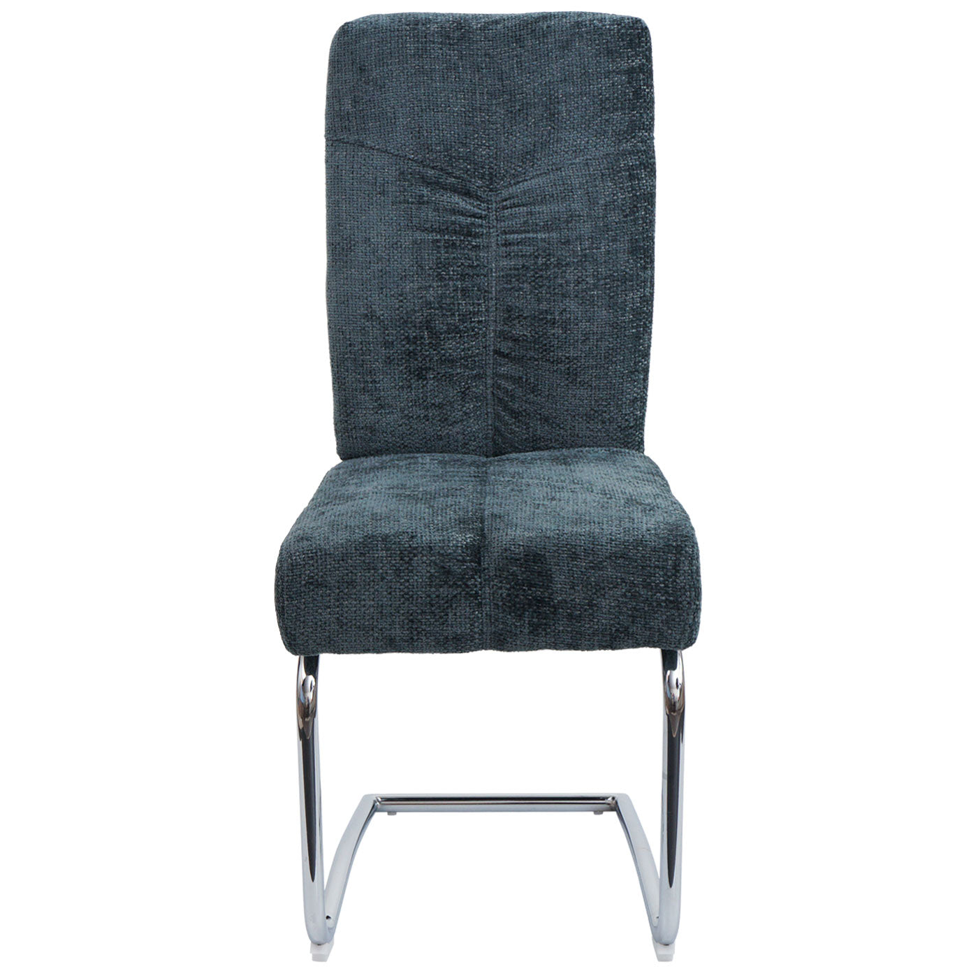 Cosmo Casa - Set van 2 Eetkamerstoelen - Sledestoel & Fauteuil - Metaal - Chenille Stof - Blauwgroen