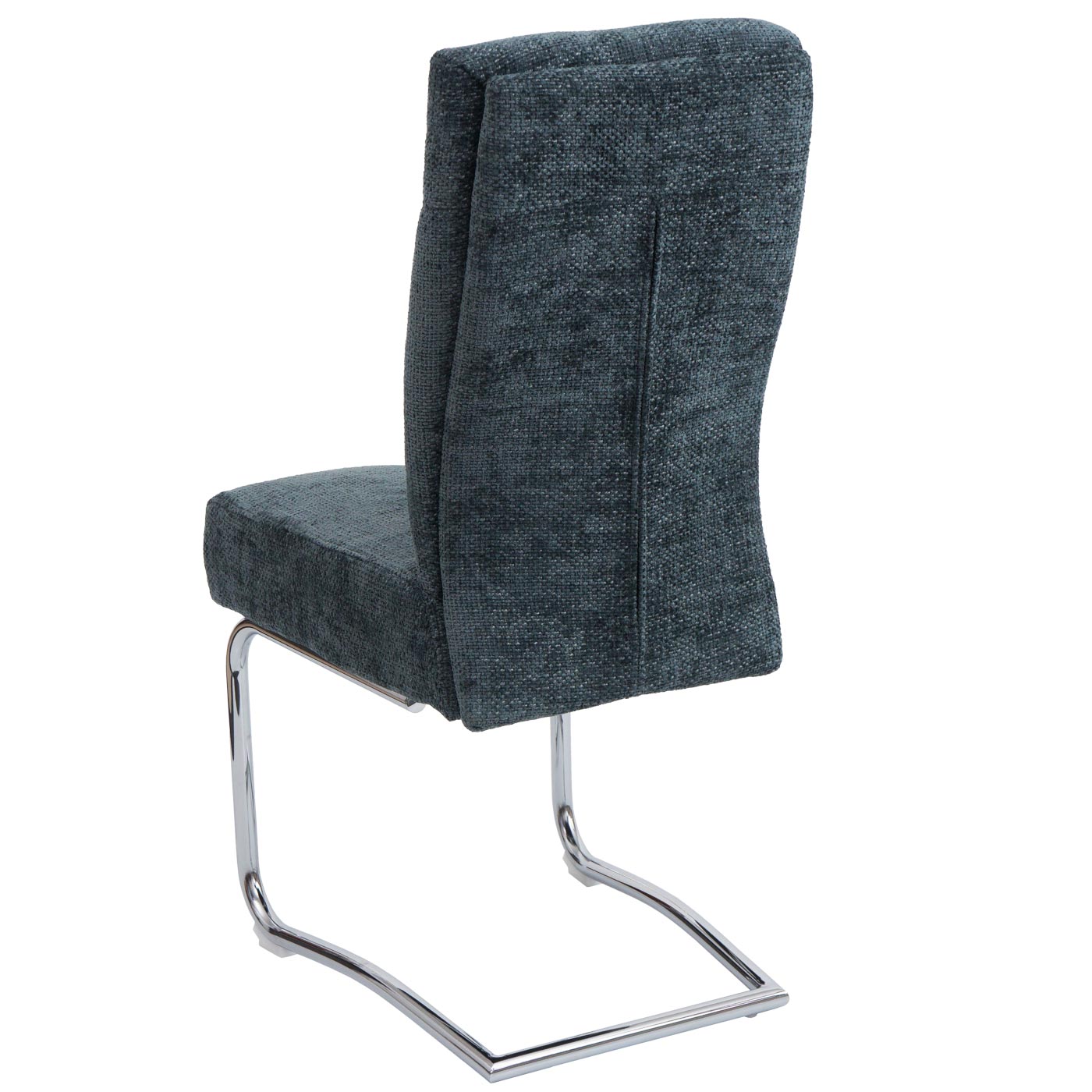 Cosmo Casa - Set van 2 Eetkamerstoelen - Sledestoel & Fauteuil - Metaal - Chenille Stof - Blauwgroen