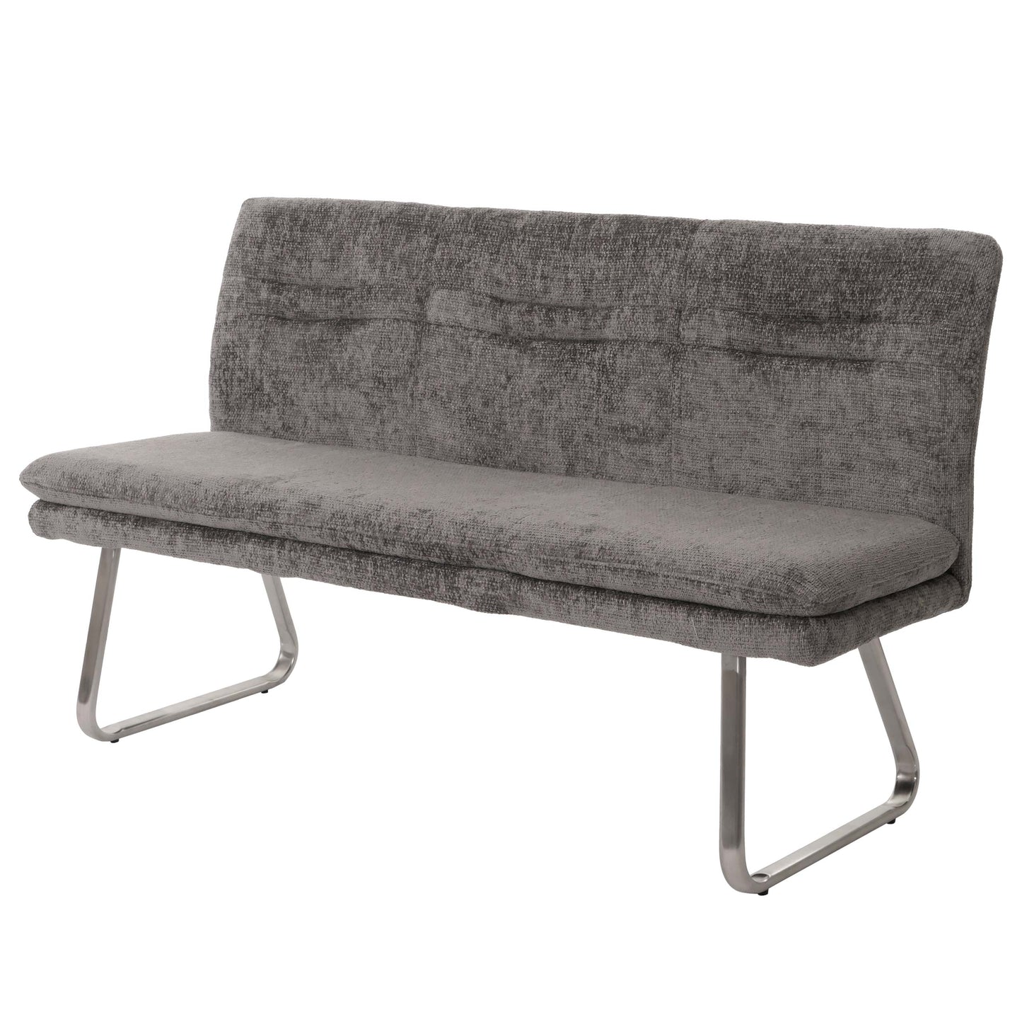 Cosmo Casa - Bank - Eetkamerbank - Gestoffeerde Bank - Rugleuning - Chenille Stof - Geborsteld Roestvrij Staal - 160cm - Donkergrijs