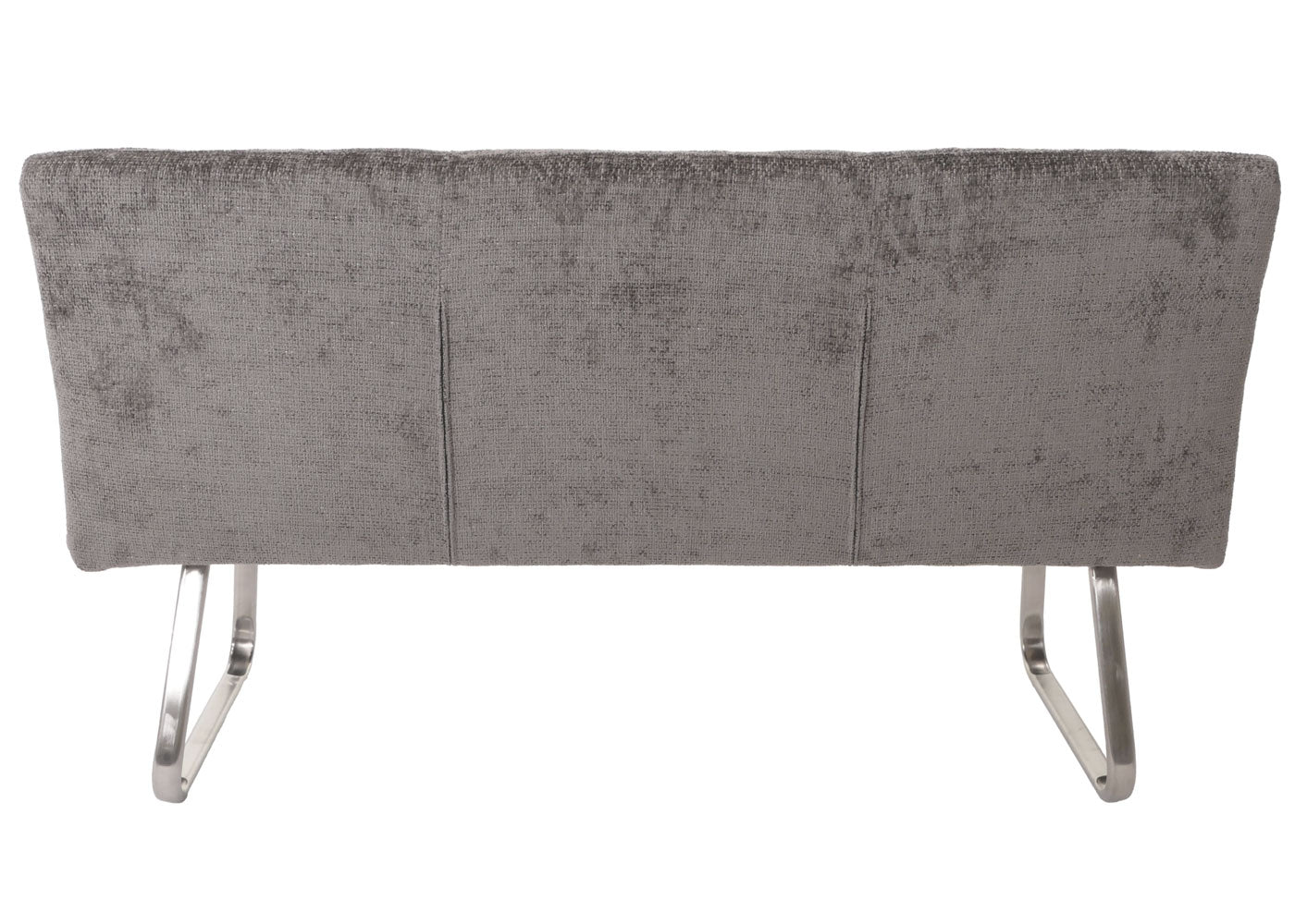 Cosmo Casa - Bank - Eetkamerbank - Gestoffeerde Bank - Rugleuning - Chenille Stof - Geborsteld Roestvrij Staal - 160cm - Donkergrijs