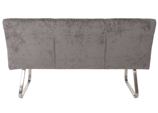 Cosmo Casa - Bank - Eetkamerbank - Gestoffeerde Bank - Rugleuning - Chenille Stof - Geborsteld Roestvrij Staal - 160cm - Donkergrijs