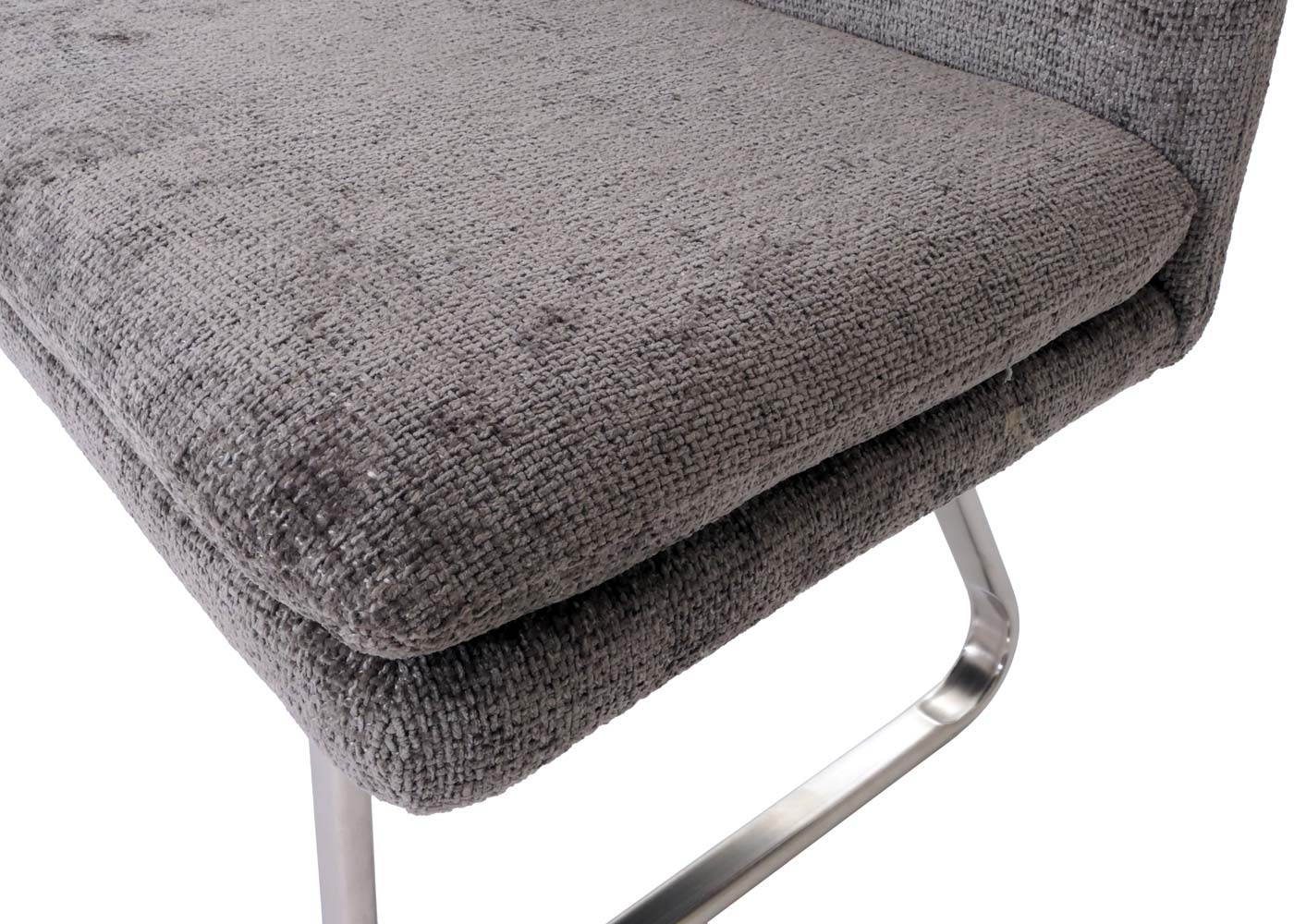 Cosmo Casa - Bank - Eetkamerbank - Gestoffeerde Bank - Rugleuning - Chenille Stof - Geborsteld Roestvrij Staal - 160cm - Donkergrijs