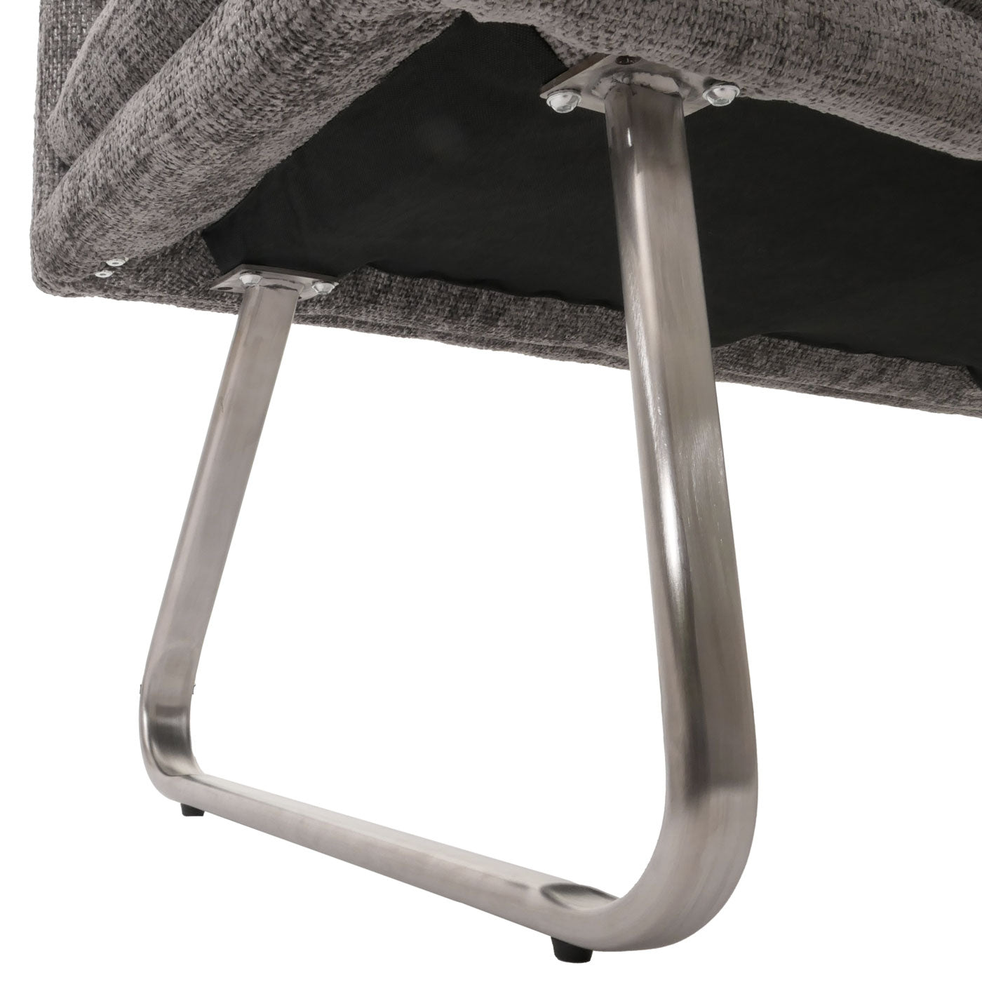 Cosmo Casa - Bank - Eetkamerbank - Gestoffeerde Bank - Rugleuning - Chenille Stof - Geborsteld Roestvrij Staal - 160cm - Donkergrijs