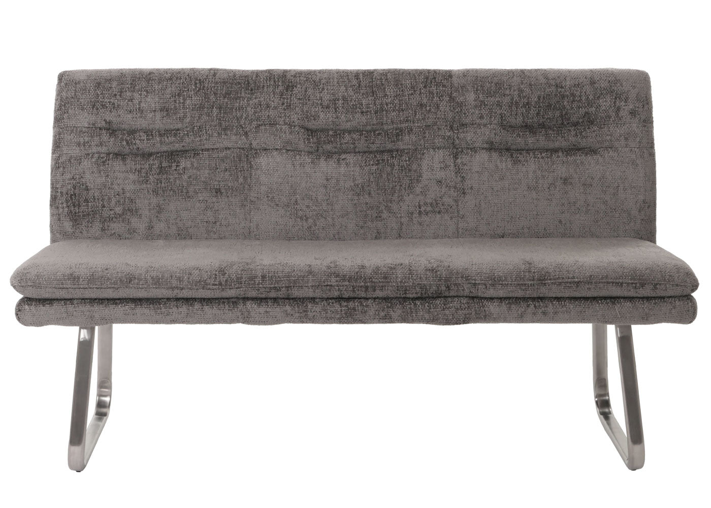 Cosmo Casa - Bank - Eetkamerbank - Gestoffeerde Bank - Rugleuning - Chenille Stof - Geborsteld Roestvrij Staal - 160cm - Donkergrijs