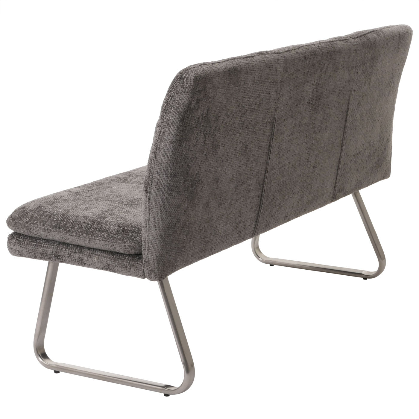 Cosmo Casa - Bank - Eetkamerbank - Gestoffeerde Bank - Rugleuning - Chenille Stof - Geborsteld Roestvrij Staal - 160cm - Donkergrijs