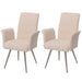 Cosmo Casa - Set van 2 Eetkamerstoelen met Armleuningen - Geborsteld Roestvrij Staal - Textiel Chenille - Crème