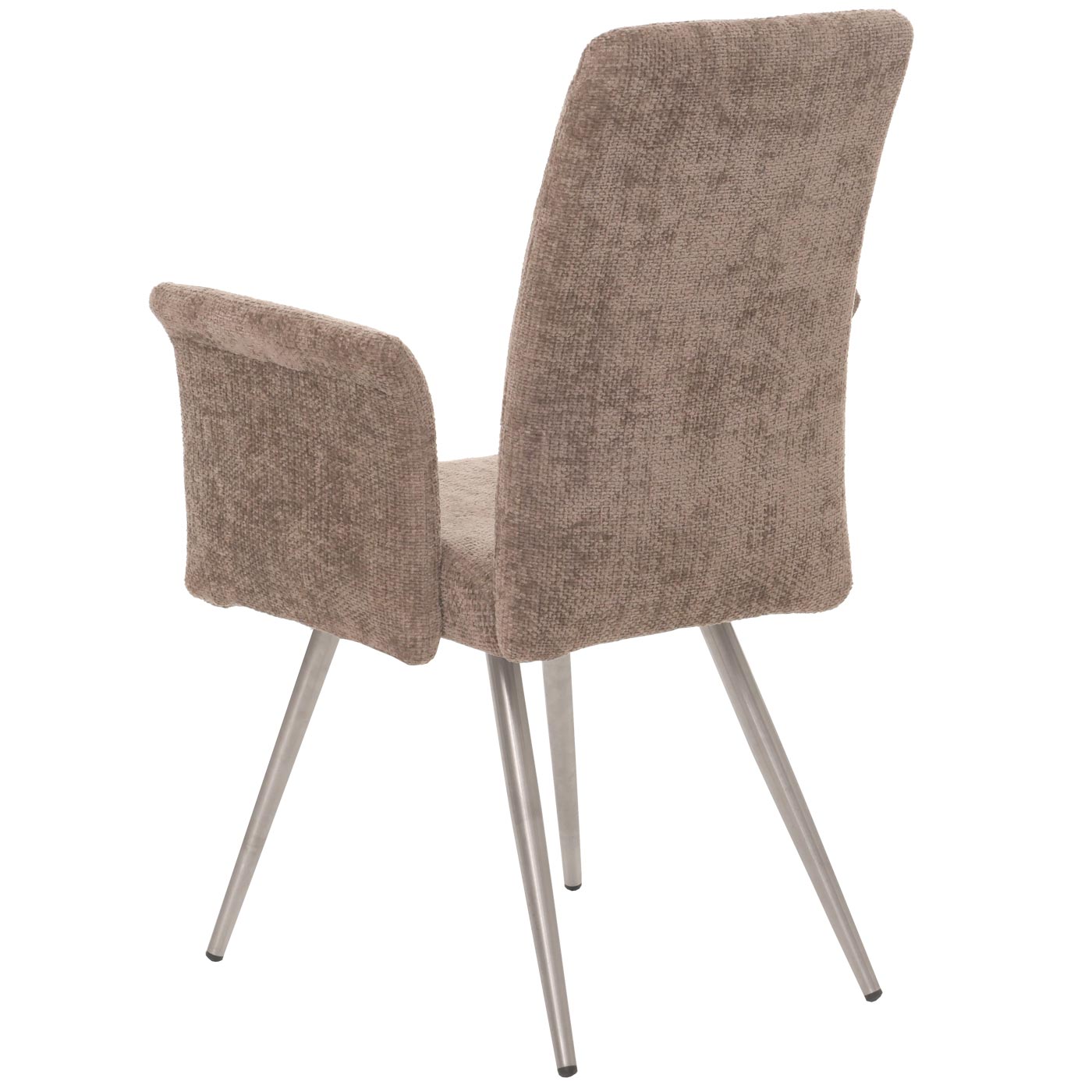 Cosmo Casa - Set van 2 Eetkamerstoelen met Armleuningen - Geborsteld Roestvrij Staal - Textiel Chenille - Bruin