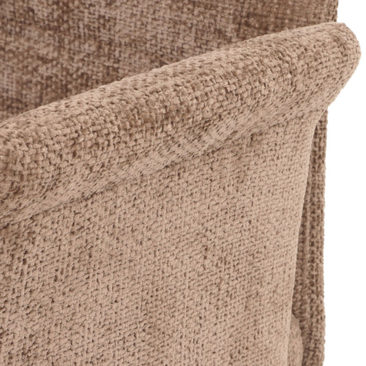 Cosmo Casa - Set van 2 Eetkamerstoelen met Armleuningen - Geborsteld Roestvrij Staal - Textiel Chenille - Bruin