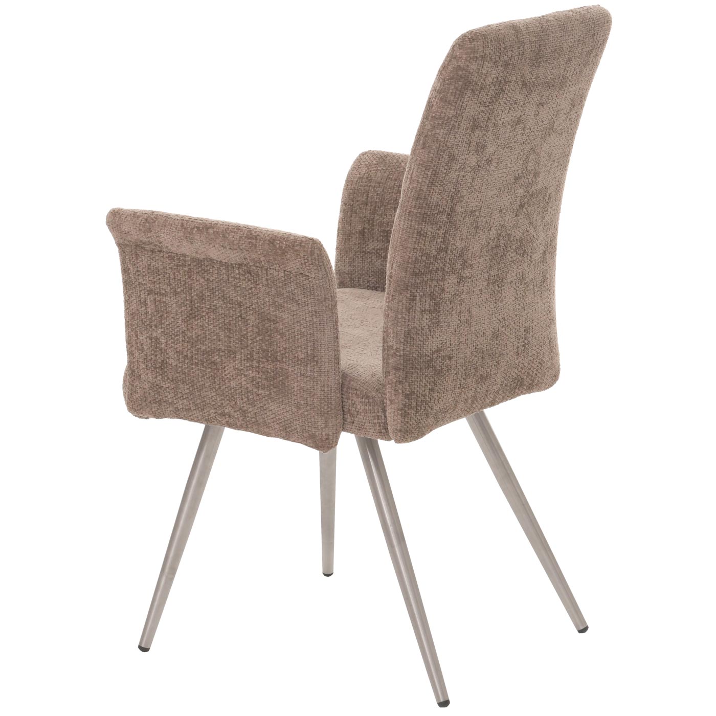 Cosmo Casa - Set van 2 Eetkamerstoelen met Armleuningen - Geborsteld Roestvrij Staal - Textiel Chenille - Bruin