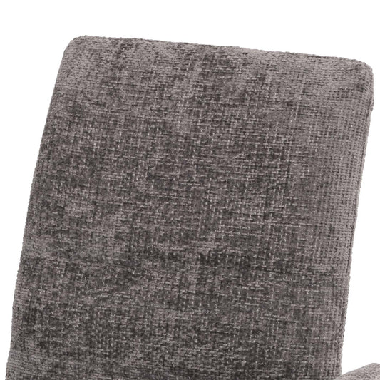 Cosmo Casa - Set van 2 Eetkamerstoelen met Armleuningen - Geborsteld Roestvrij Staal - Textiel Chenille - Donkergrijs