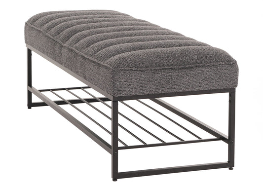 Cosmo Casa - Bank met Schoenenrek - Gestoffeerd - Garderobebank - Chenille Stof - Metaal - 130cm - Donkergrijs