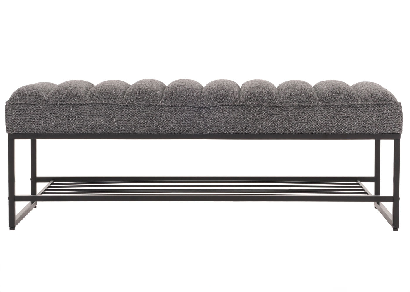 Cosmo Casa - Bank met Schoenenrek - Gestoffeerd - Garderobebank - Chenille Stof - Metaal - 130cm - Donkergrijs