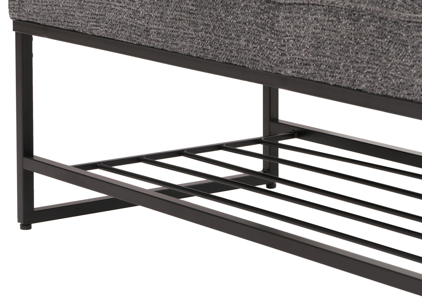 Cosmo Casa - Bank met Schoenenrek - Gestoffeerd - Garderobebank - Chenille Stof - Metaal - 130cm - Donkergrijs