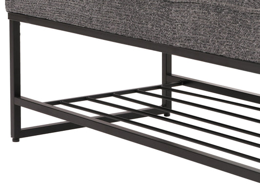 Cosmo Casa - Bank met Schoenenrek - Gestoffeerd - Garderobebank - Chenille Stof - Metaal - 130cm - Donkergrijs