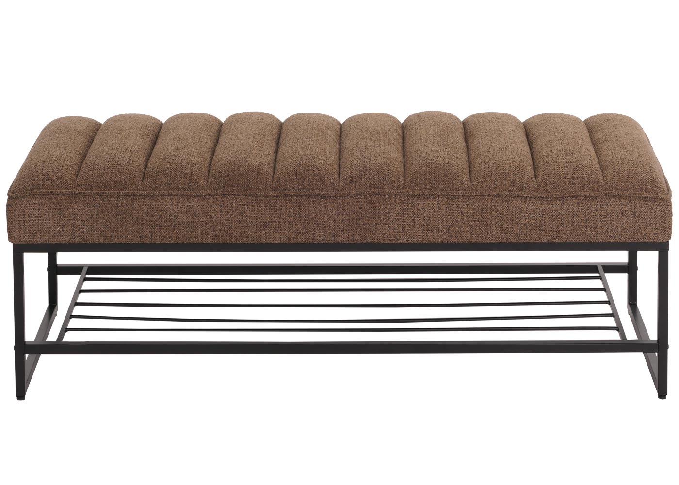 Cosmo Casa - Bank met Schoenenrek - Gestoffeerd - Garderobebank - Chenille Stof - Metaal - 130cm - Koffie